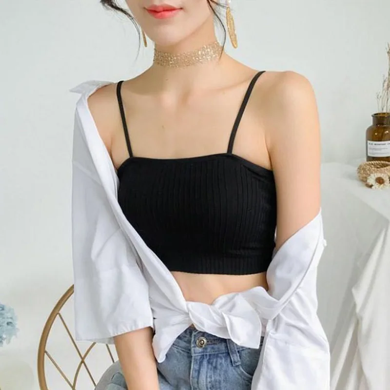 Женский укороченный бюстгальтер на бретелях спагетти без рукавов|Топы| |