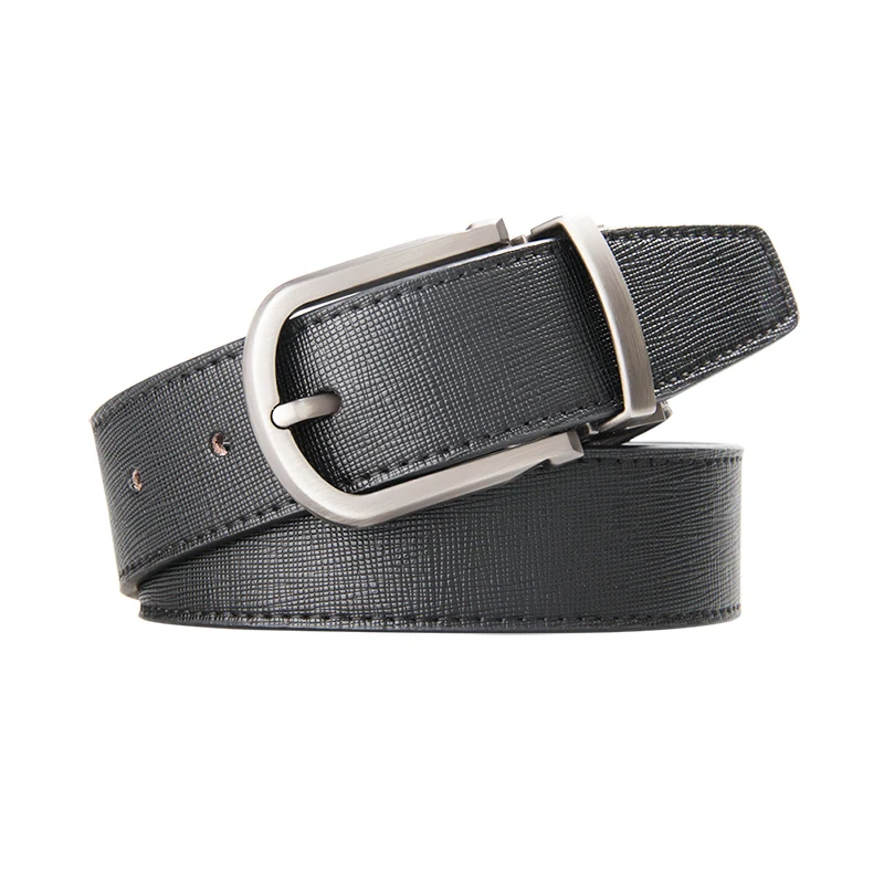 Мужские двусторонние ремни из воловьей кожи с вращающейся пряжкой Джинсовый