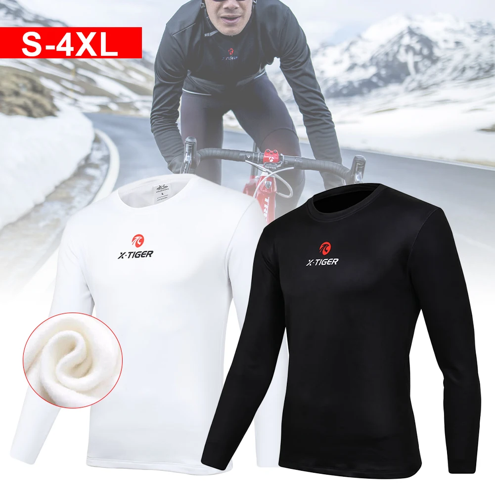 

MUQZI Winter Long Sleeve Cycling Base Layer Underwear Fleece Sports Bike Shirt Keep Warm Racing Road Bicycle Cycling Jerseys