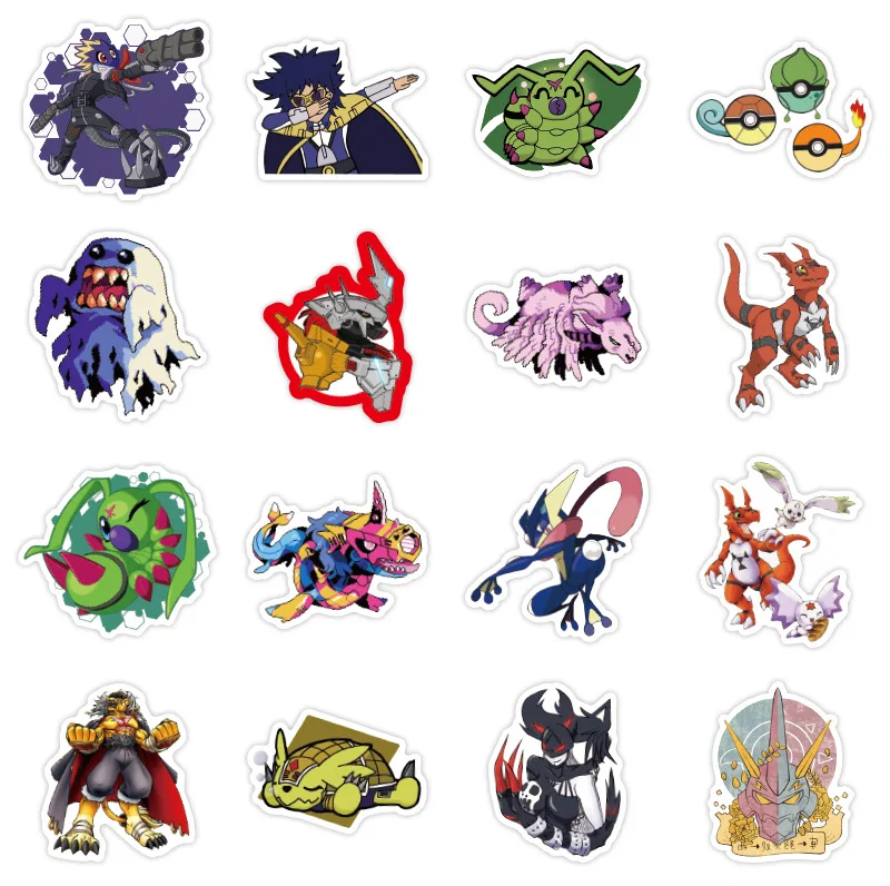 50 шт./упак. Digimon наклейки с монстрами для костюмированной вечеринки по японскому