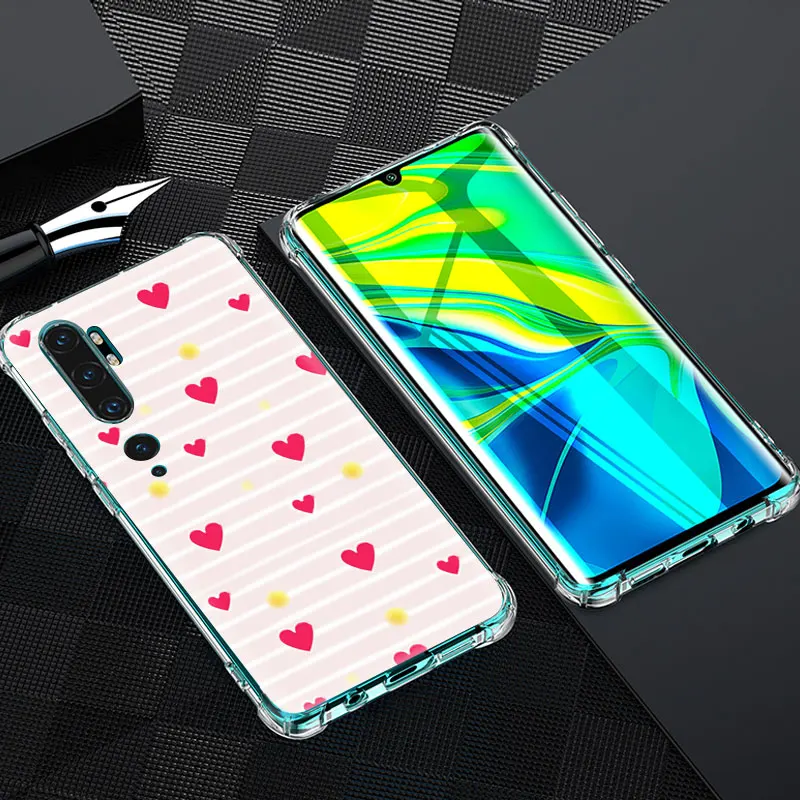 

Cover For Xiaomi Mi 9T Capa For Xiaomi Mi CC9E A2 10T Note 10 Lite Pro 5G Airbag Dustproof Phone Cases Cute Love Heart