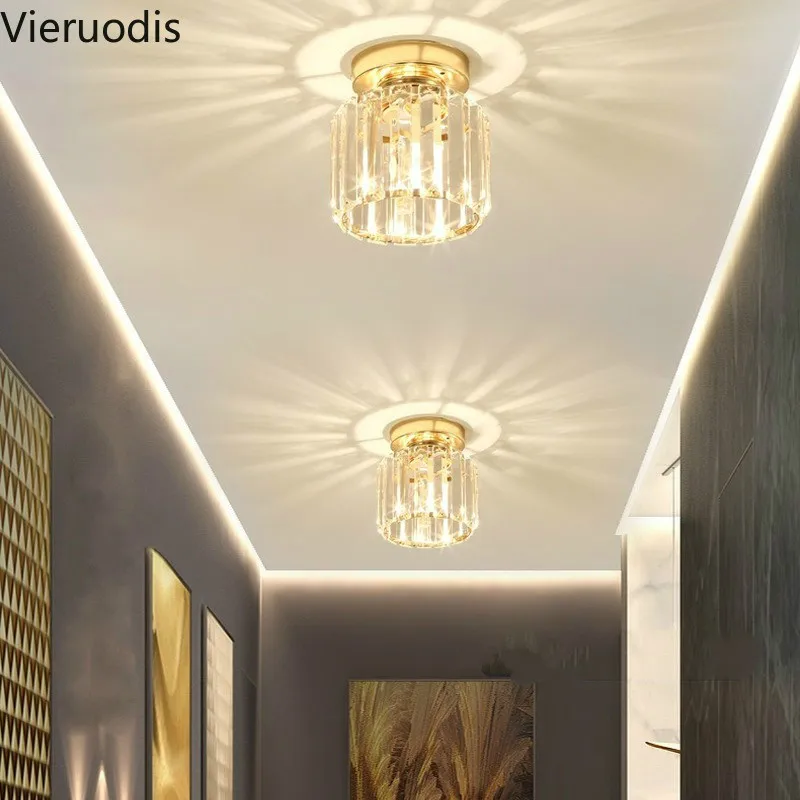 Современный светодиодный потолочный светильник с кристаллами для прихожей, коридора и галереи, лампа E14, скандинавский стиль, промышленный люстра, домашний декор, освещение.