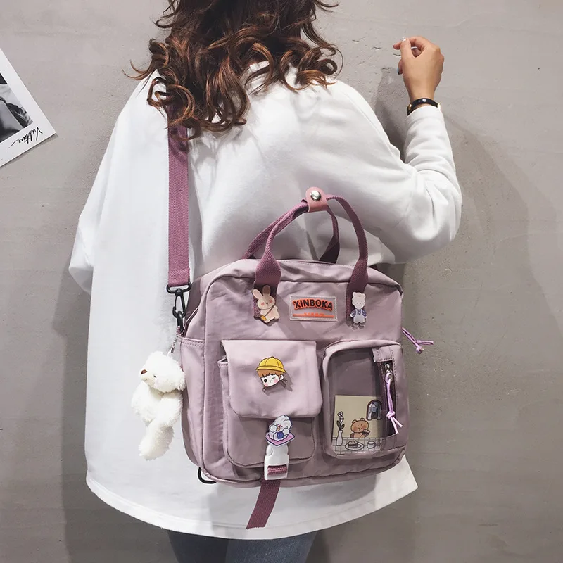 

Department of New Students Waterproof Backpack Korean Version of INSTAGRAM Girls Class Campus One Shoulder Slant Carrying Bag