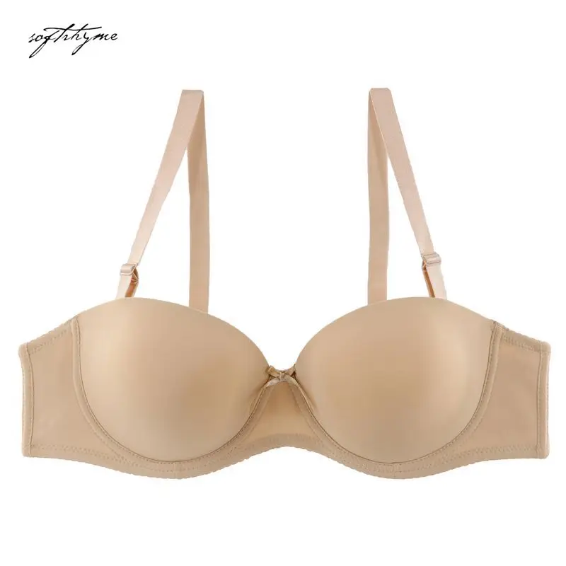 Softrhyme Sexy Push Up Demi Bras 1/2 Cup Wedding Bra for Women Female Underwire Lingerie Silicon Band Gather 36C-40E | Женская одежда