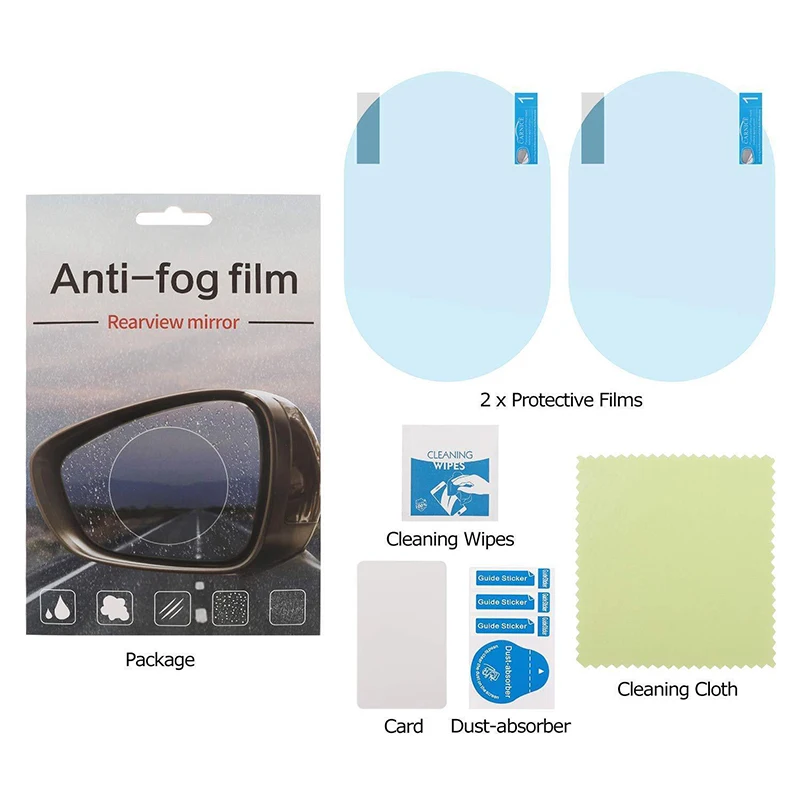 Protector Protection Mist Protective 2pcs Fog Rainproof Water Cars Mirror Film SUVs PET Oval Kit Anti Pack | Автомобили и