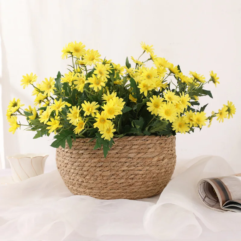 

Имитация искусственного цветка цветочным декором для маленьких девочек букет ромашек комплект искусственный цветок Шелковый цветок украш...