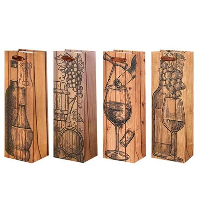 12 шт. бумажные мешки для вина 12x8x35 см вечерние бумажные подарочные пакеты посылка Алмазная печать красный синий золотой коричневый бумажный держатель - Цвет: 7