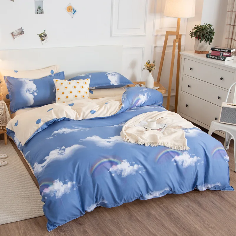 Комплект постельного белья с мультяшным принтом облаков пододеяльник для