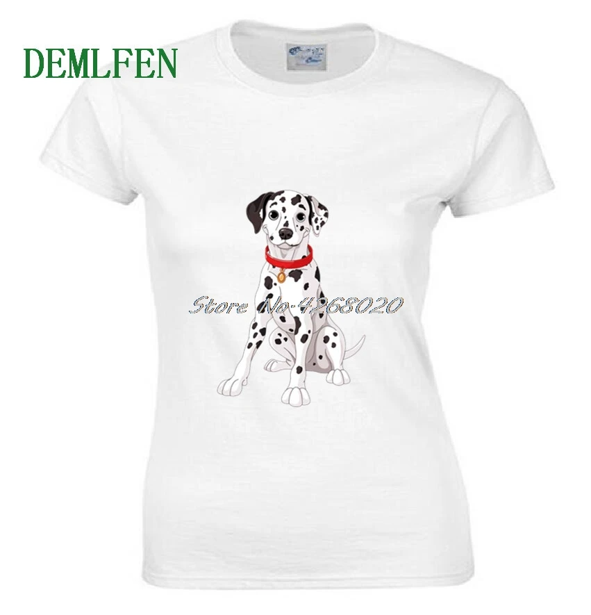 Футболка женская с принтом маленькой далматинской собаки Модная хлопковая