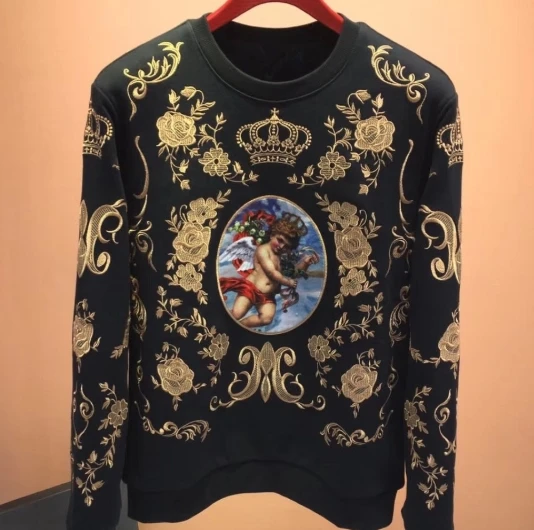 Весна 20ss брендовая Толстовка Толстовки Корона Цветочная вышивка известная одежда для мужчин