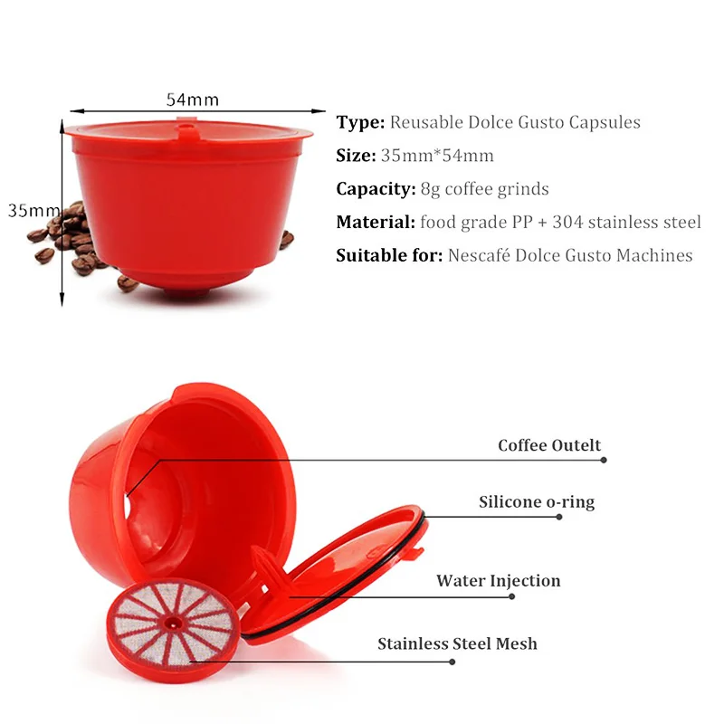 Кофе Flter Pods Dolce Gusto многоразового использования кофе для совместимых с Nescafe Multicap