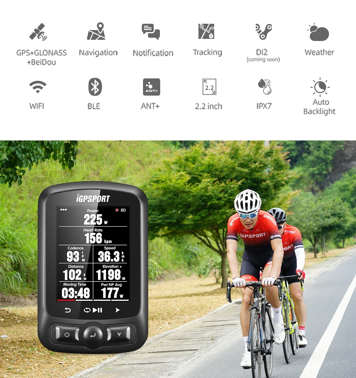 iGPSPORT iGS620 GPS Bicycle Computer Tracker Bike Navigation Speedometer IPX7 Color Screen 3000 Hours Data Storage