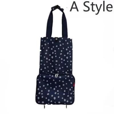 A Style Dark blue Портативная женская сумка для покупок, большая покупка, сумки на колесиках для овощей, складные сумки для покупок - Цвет: A Style Dark blue