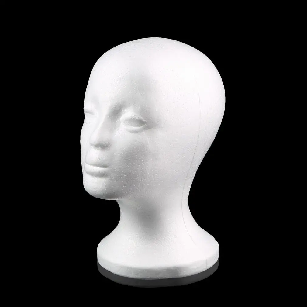 

White Female Styrofoam Mannequin Manikin Head Model Foam Sponge Wig Hair Glasses Display Glasses Cap Display Stand