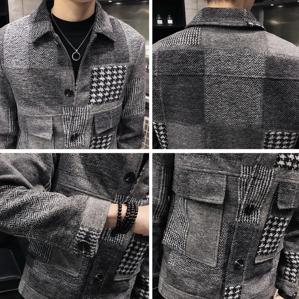 Новинка 2020 Мужская шерстяная куртка на весну и осень Корейская приталенная