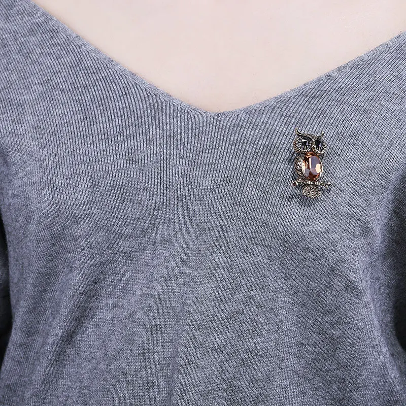 Женская Винтажная брошь в виде совы MAIKALE булавка со стразами аксессуары для