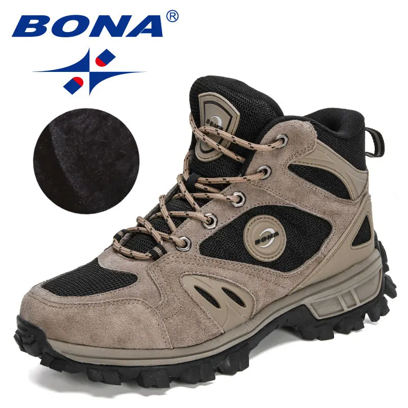 BONA 2022 New Designers Classic Pro-Mountain Ankle Hiking Boots For Men Outdoor Sports Trekking Shoes Man Plush Warm Snow Boots