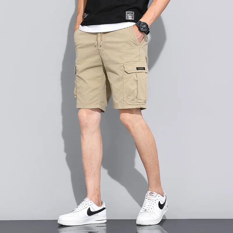 

Luming 2021 new summer men's shorts fashion solid color thin tooling pants casual Capris men's wear