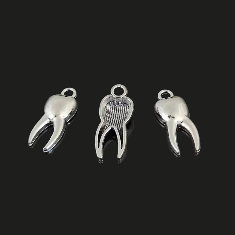 

12 шт. Подвески зубов молярная 19x8 мм античный бронзовый, серебристый цвет позолоченный кулон ювелирных изделий DIY ручной Тибетский поиска