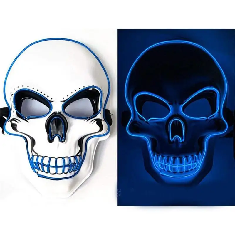 Mask-2019 Popular EL Skull Cold Weird Glowing Funny Mask Halloween Masquerade Makeup Party Decoration Supplies Making Joy | Дом и сад