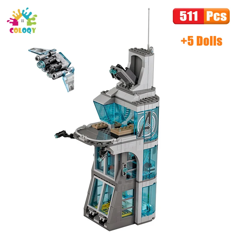 

Disney Toys Super Heroes Starks Industry Giant Avengers Tower Building Blocks Iron Man Figures Bricks Toys For Kids