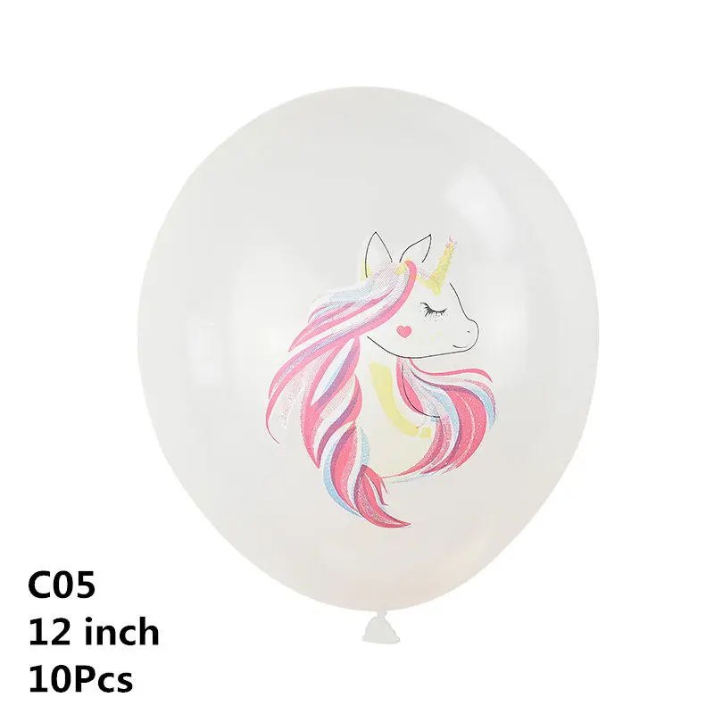 10pcs-C05 10 шт. 12 дюймов Единорог латексные шары Набор DIY мультфильм Лошадь Единорог шары принцесса день рождения украшения свадебные шары - Цвет: 10pcs-C05