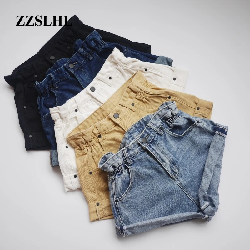 

Шорты женские плиссированные из денима, с завышенной талией и широкими штанинами, 2019