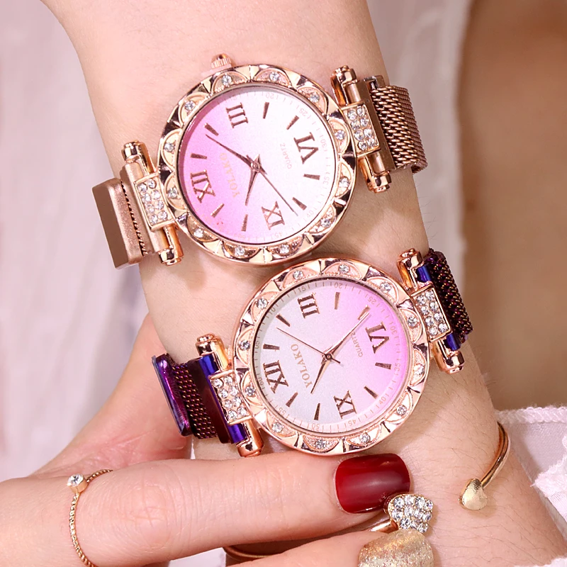 Часы наручные женские с магнитной застежкой брендовые Роскошные Кварцевые