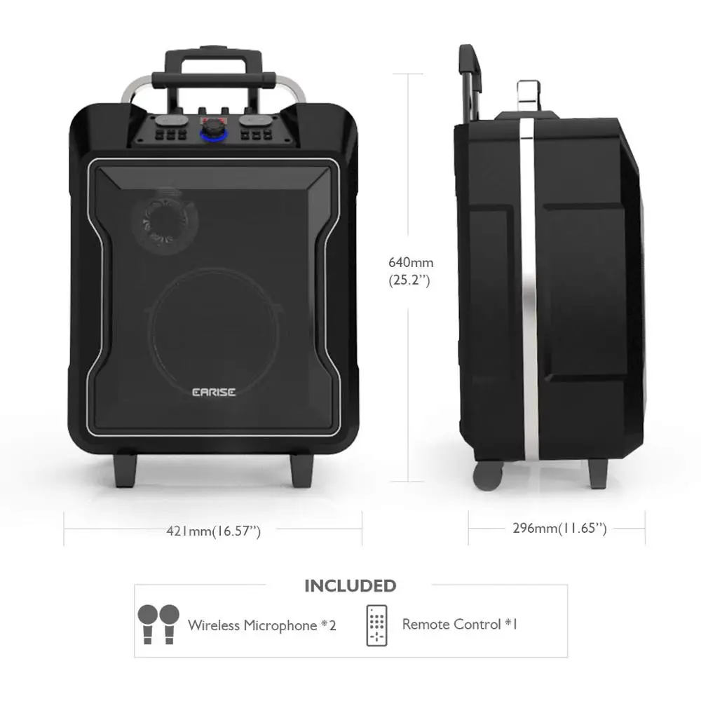 EARISE M60 портативный PA система Bluetooth громкоговоритель | 30 Вт 2 беспроводной микрофон