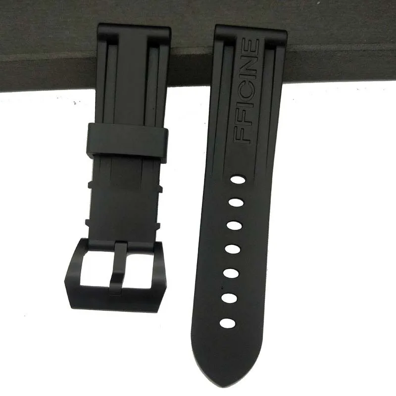 24black BLK 24 мм 26 мм черный белый оранжевый Камуфляж красный синий зеленый серый мягкий водостойкий резиновый ремешок для часов для panerai ремень, булавка, пряжка бесплатный инструмент - Цвет ремешка: 24black BLK