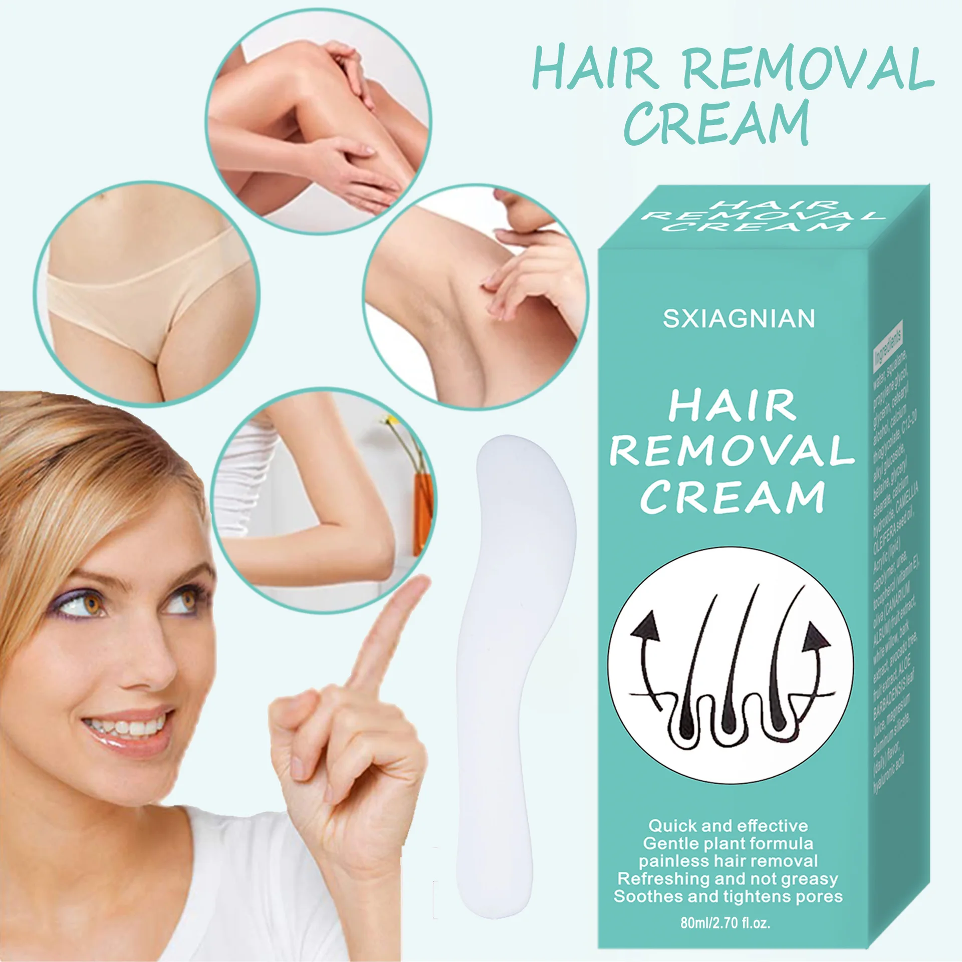 

Hair Removal Cream 80ml Gentle Plant Formula Painless Hair Removal Refreshing And Not Greasy Soothes And Tightens Pores