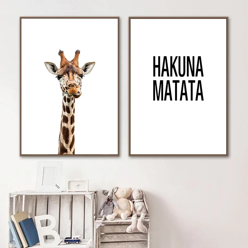 

Animals Poster Baby Nursery Wall Art Canvas Giraffe Print Painting Wall Picture For Kids Bedroom Decoration Nordic Decor