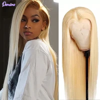indian straight 30 inch lace front human hair wigs closure wigs 613 honey blonde t part lace front frontal wig pre plucked