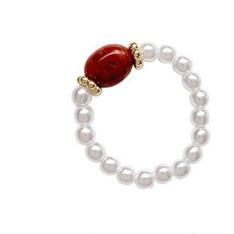 

Handmade Elegant White Pearl Rings for Women Continuous Circle Minimalist Ring Finger Accessories Jewelry 2021 New