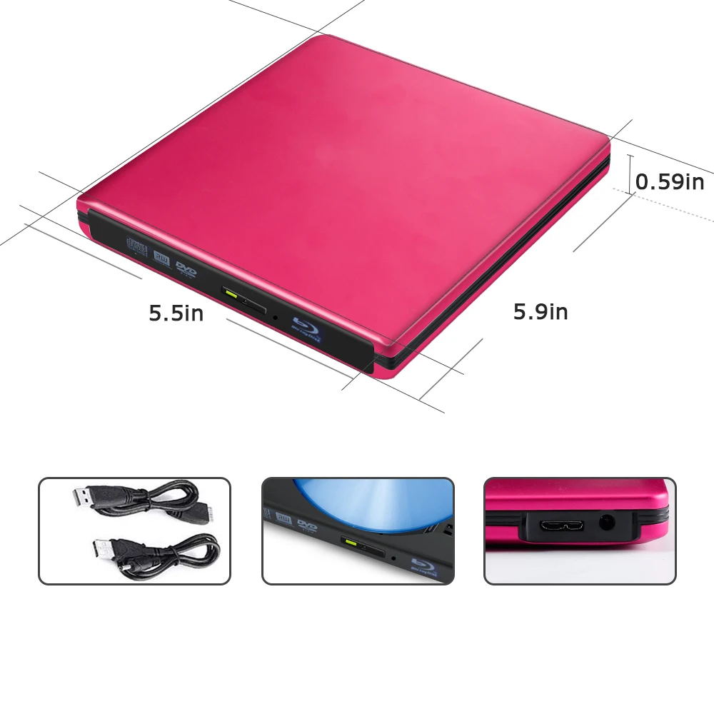 Внешний Привод Blu-Ray USB 3 0 BD/CD/DVD для Mac/Windows 10/ноутбука/ПК оптический привод