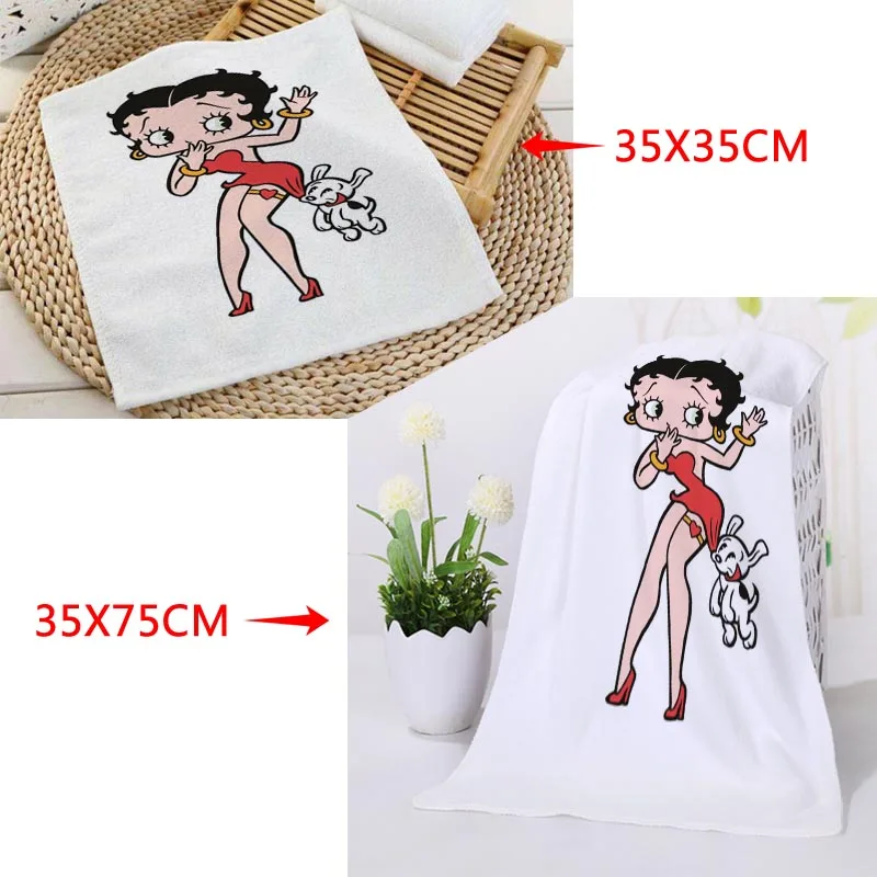 Новое поступление на заказ Betty Boop полотенце для лица с рисунком из микрофибры квадратные прямоугольные полотенца Размер 35x35 см 35x75 см - Цвет: 11
