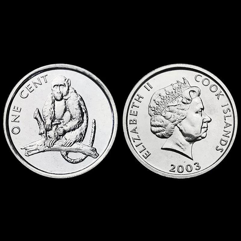 Остров Кука 1 цент монета 2003 выпуск обезьяны Океания 100% оригинальные монеты