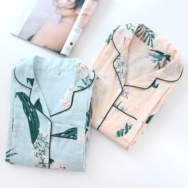 Кимоно японская Весенняя хлопковая марлевая одежда пижамный комплект