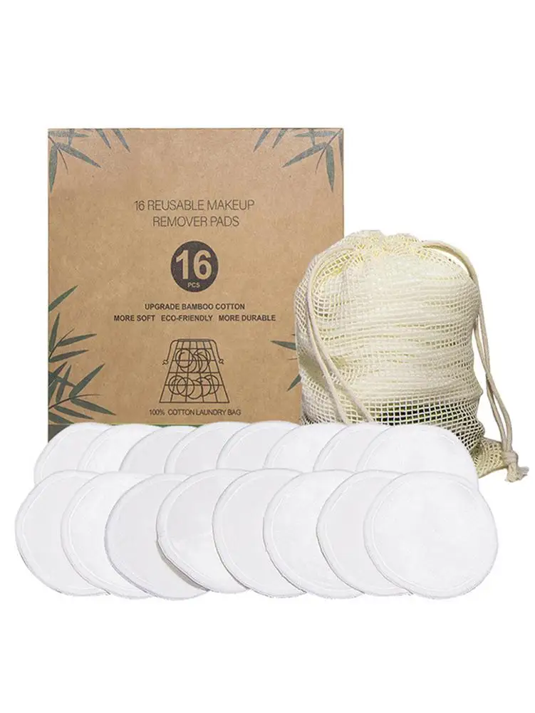 16 шт ватных дисков многоразовые ватные диски моющиеся для снятия макияжа