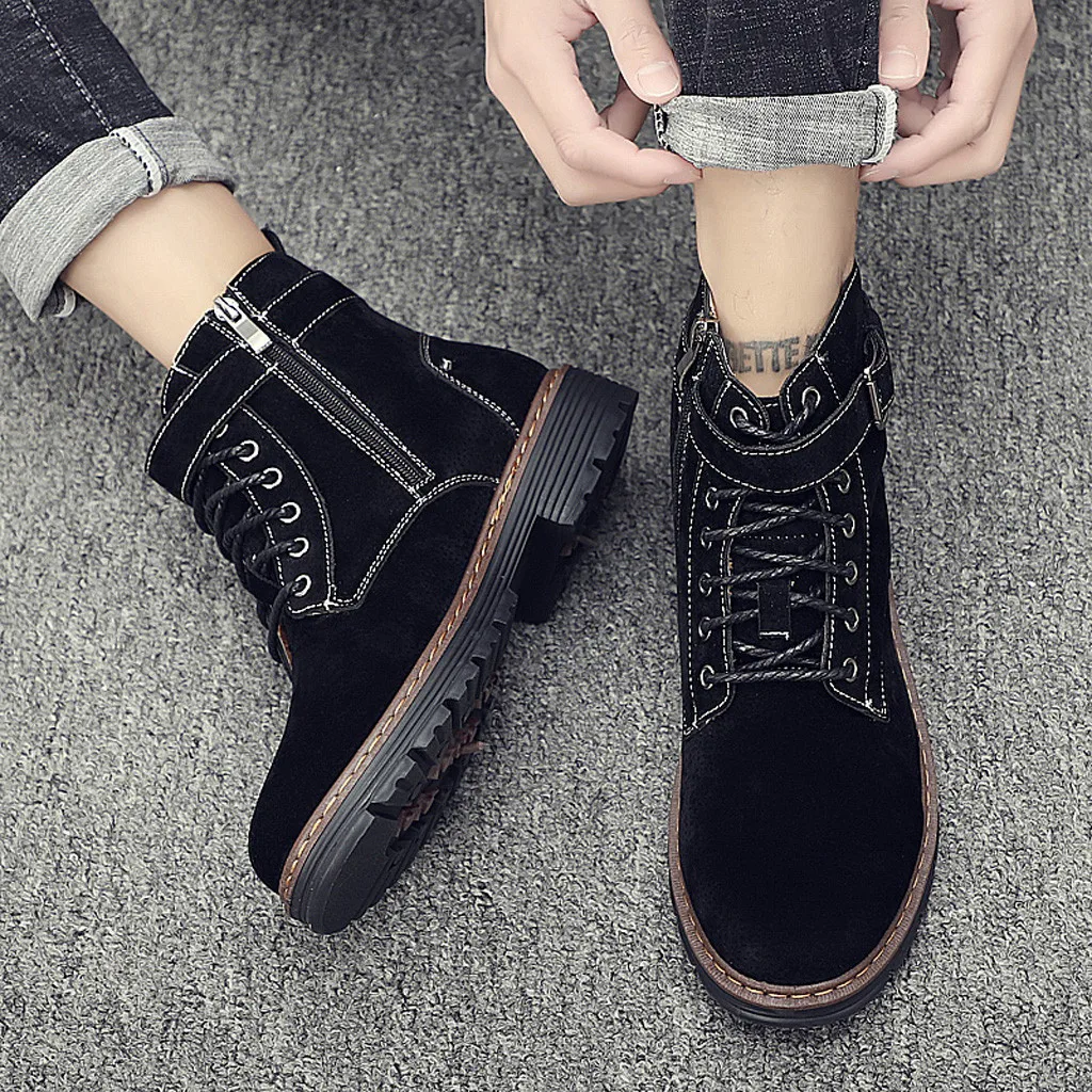 Мужские ботинки Новинка 2019 года модные износостойкие зимние из искусственной