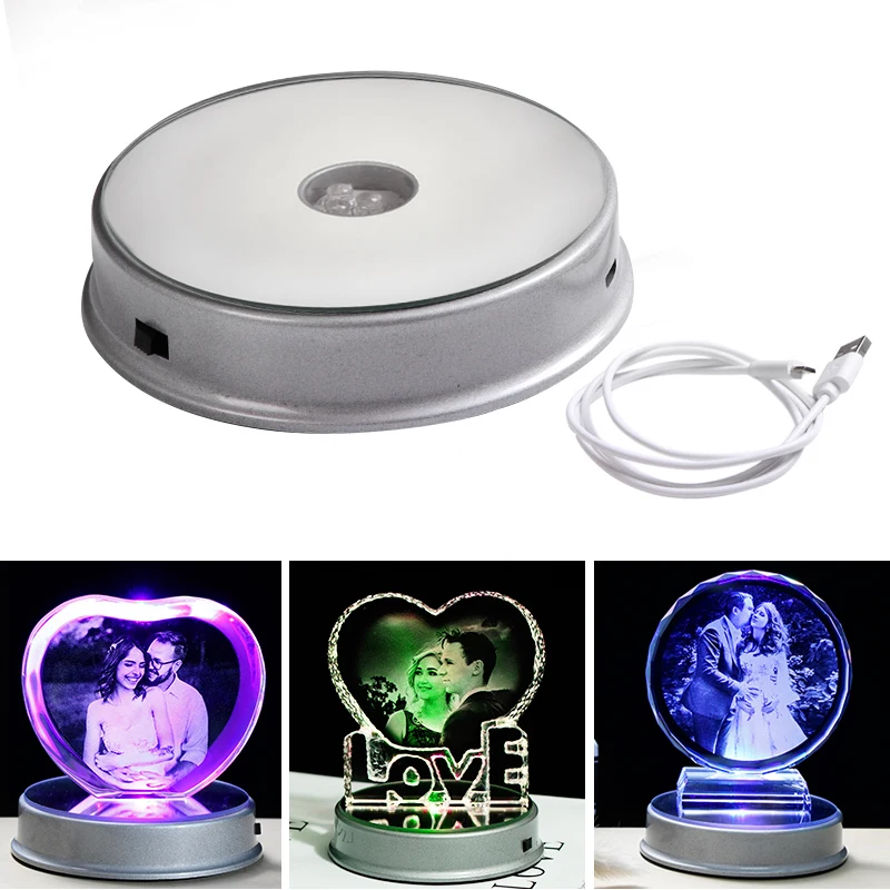 

Customized K9 Crystal Photo Frame LED Base Laser Engraved Picture Home Decoration Personalized Wedding Photo Frame