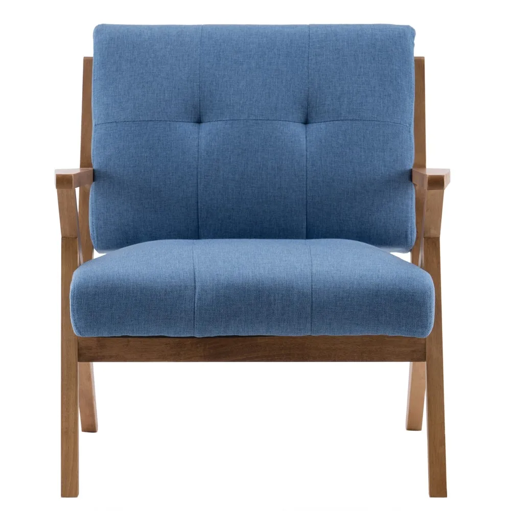 

【USA READY STOCK】(76x85x82.5cm) Solid Wwood Retro Single Sofa Chair Light Blue