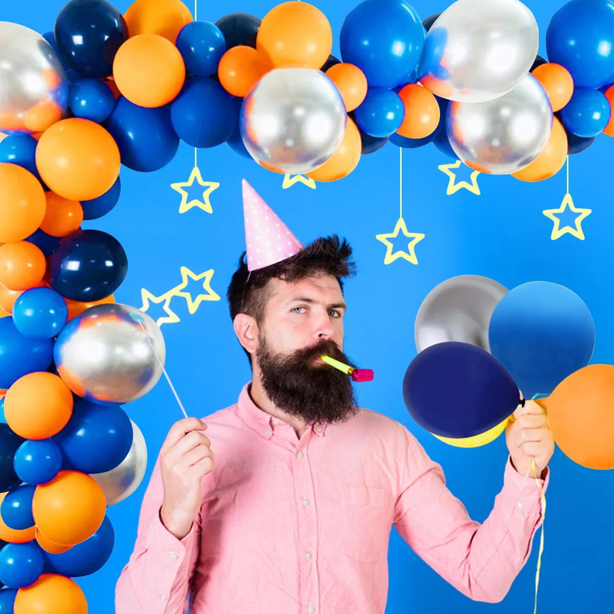 Воздушные шары в космическом стиле для вечеринки дня рождения оранжевые