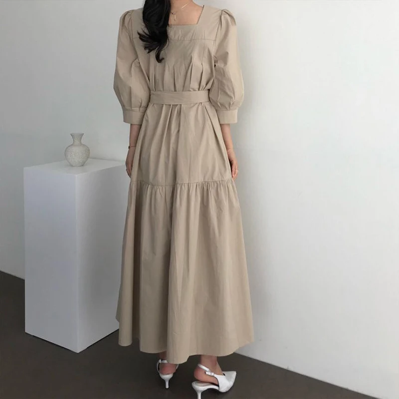 Элегантное Черное Платье GALCAUR для женщин минималистичные миди-платья с