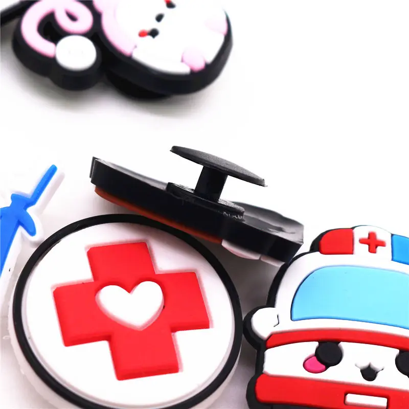 Freeshipping 1pcs Medical Shoe Charms Accessories Cute Stethoscope Syringe PVC Shoe Decoration JIBZ fit Croc Bracelet Kids Gifts