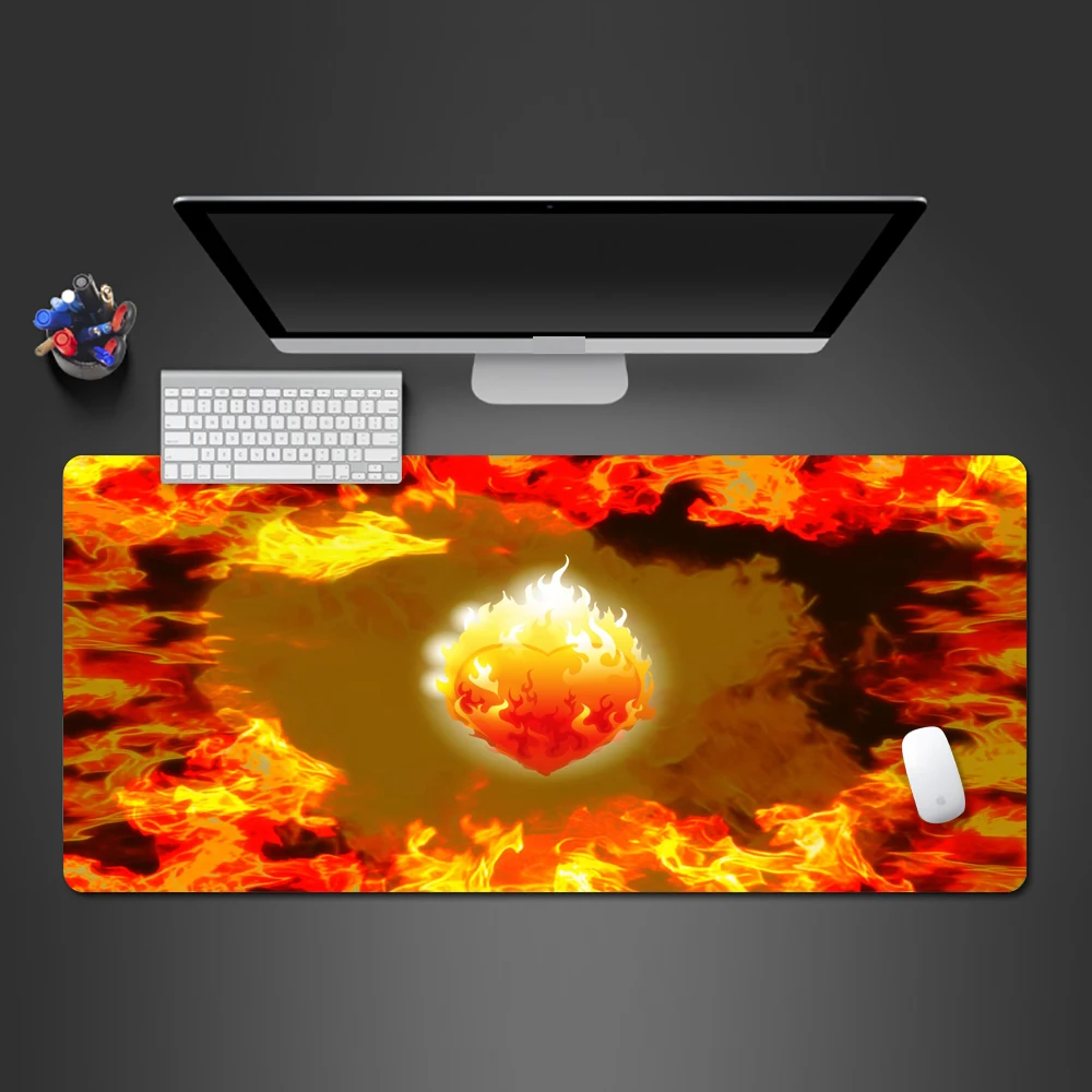 Большой коврик для мыши с супервластным пламенем игровой клавиатурой модный