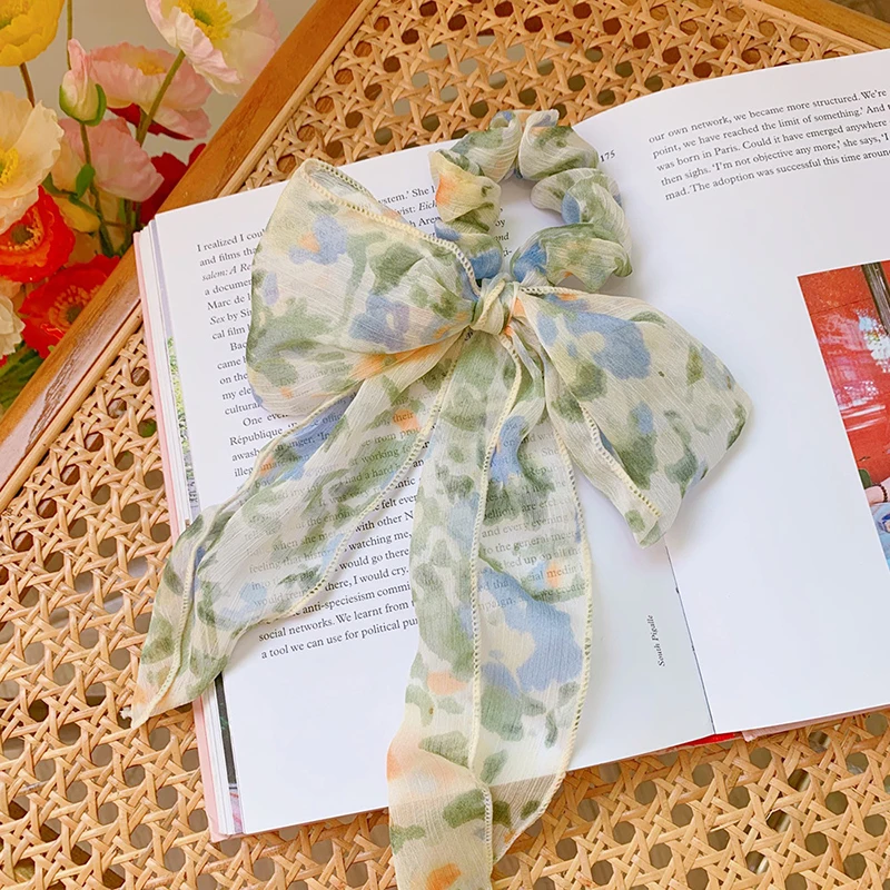 

Women Hair Scrunchie Bows Ponytail Holder Hairband Bow Knot Scrunchy Girls Hair Ties Hair Accessories Christmas Print Hair Ties