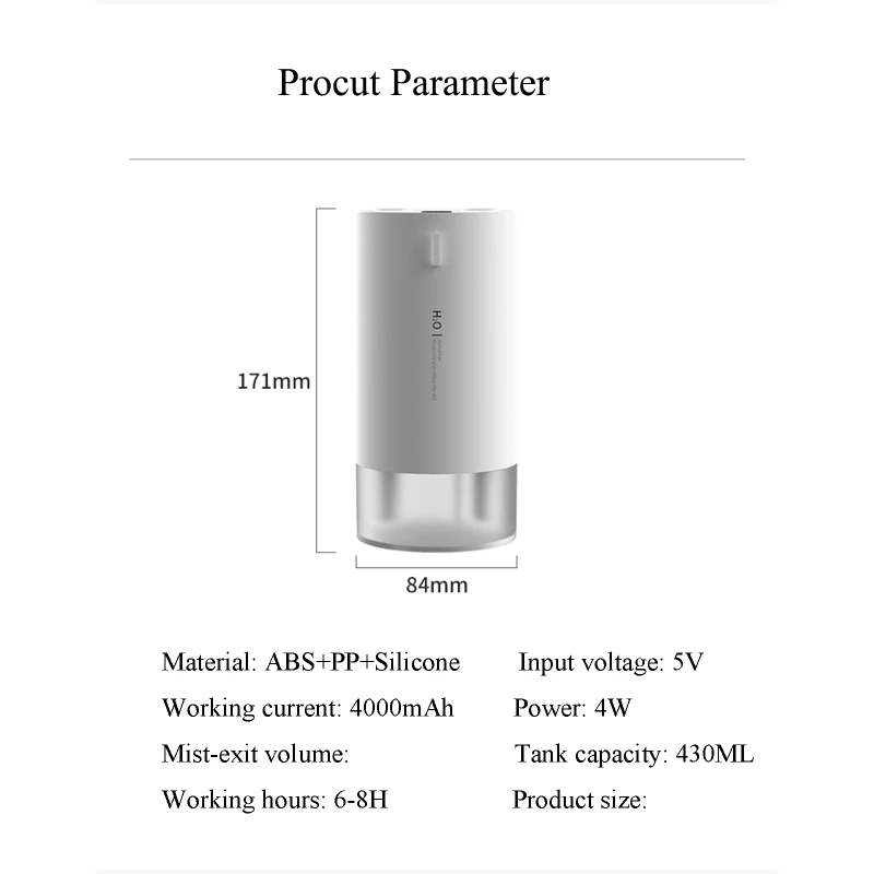 

Double Nozzle USB Air Humidifier 430ML Water Capacity Cool Mist Maker Fogger with Night Light Ultrasonic Humidificador