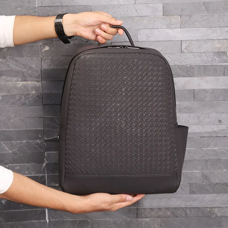 Kaisiludi кожаная тканая мужская сумка двойной рюкзак через плечо Вощеная дорожная