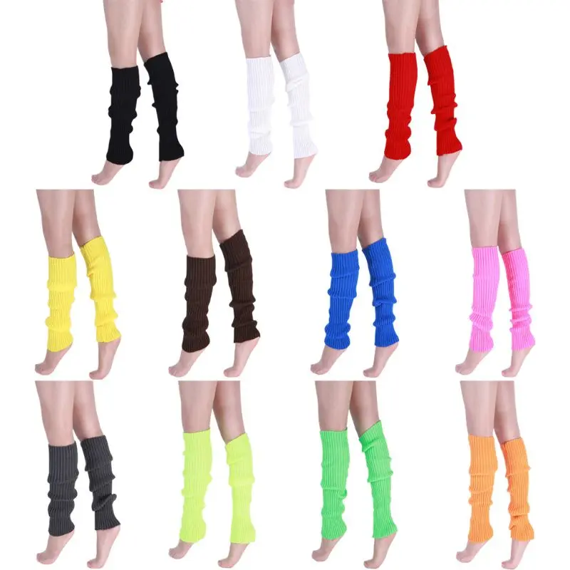 Женские неоновые флуоресцентные ребристые носки 80s вязать крючком для ног яркие